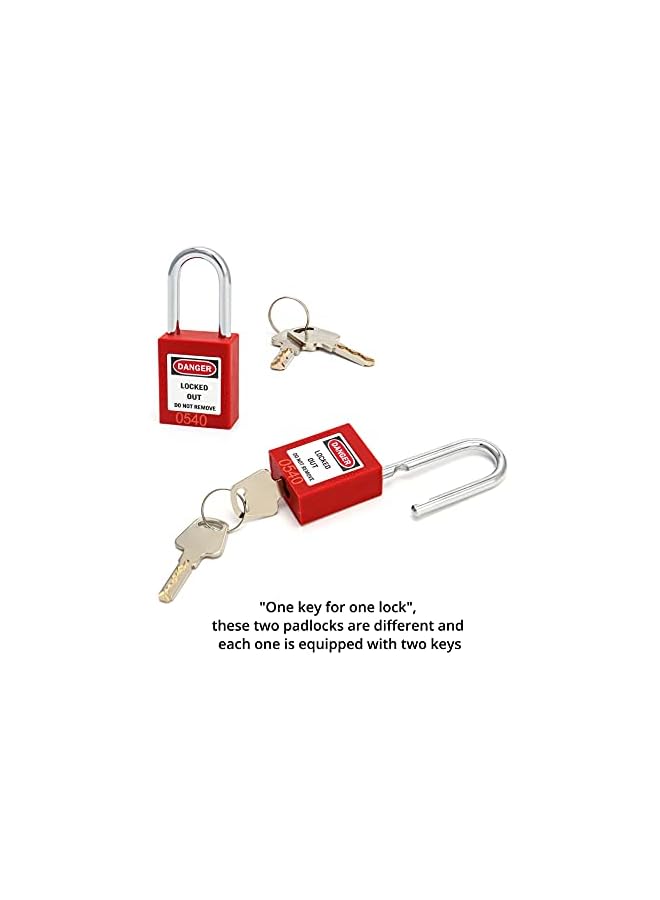 PROMASS PROMASS Safety Lockout Padlock, 5 Padlocks with 10 Keys, Steel Shackle, Red  - Image 4