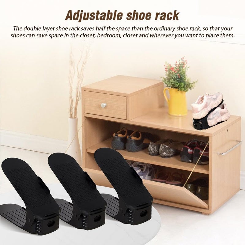 FYCAN 6Pcs Shoes Stand Shoes Sandals Footwear Organizer Space Saver Storage Rack Shoes Stand Easy to use for Home Shop Office Light WeightWashable_Black - Image 3