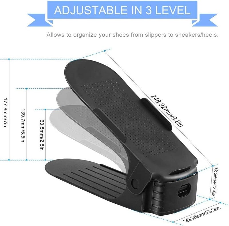 FYCAN 6Pcs Shoes Stand Shoes Sandals Footwear Organizer Space Saver Storage Rack Shoes Stand Easy to use for Home Shop Office Light WeightWashable_Black - Image 2