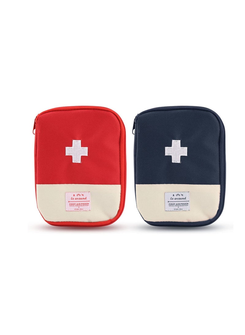 Generic Compact First Aid Kit - Portable Emergency Bag for Travel, Outdoor Activities, Car, Cycling, Hiking, and Home Use (Red & Blue) - Image 1