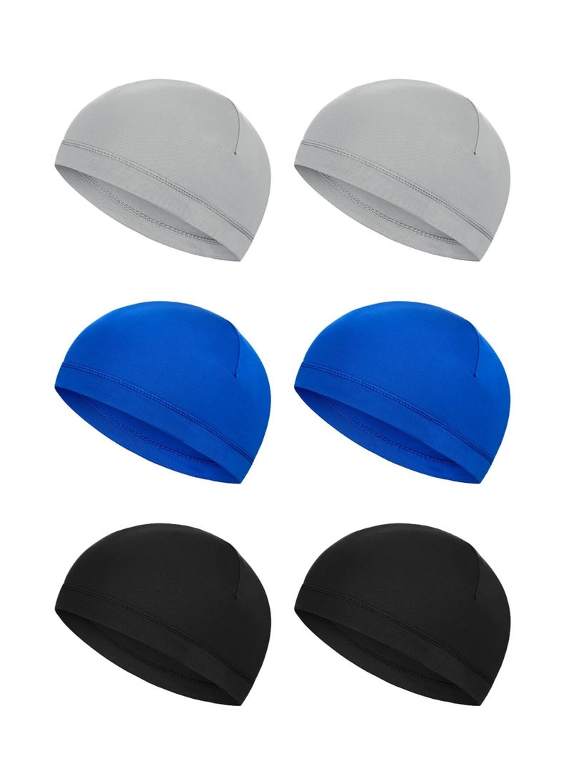 Captaintech 6 Pieces Skull Caps Helmet Liner Sweat Wicking Cap Running Hats Cycling Skull Caps for Men Women - Image 1
