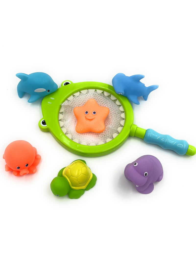 HAIJIABAO Baby Safe Bath Pool Toys Includes Fish Shark Dolphin Octopus Turtle Starfish Walrus Color Changing Squeeze Squeaky Spray Water Toys with Fishing Net & Interactive Sounds for Boys Girls  - Image 3