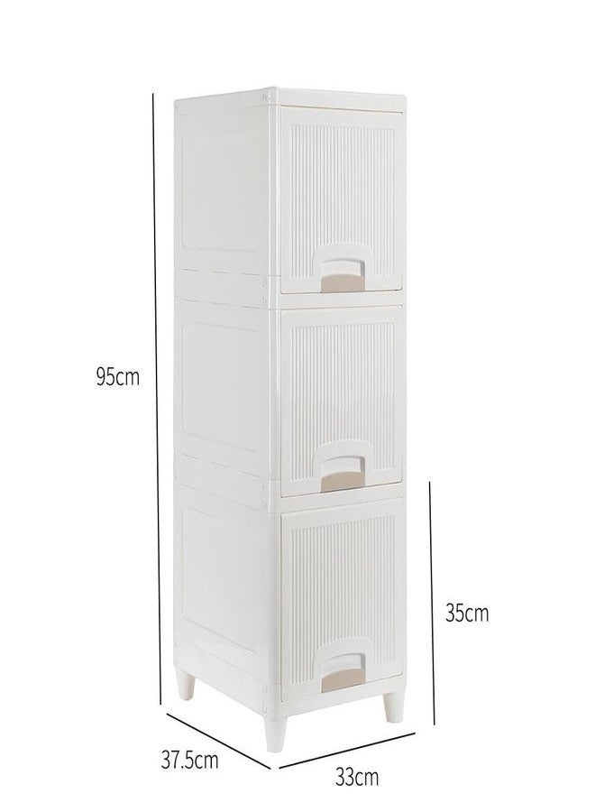 Lamok Multipurpose Stackable Cupboard Drawer for Clothes, Kitchen Item Storage; Wardrobe Cabinet Organizer for Home, Office (White, 3 Tier) - Image 3