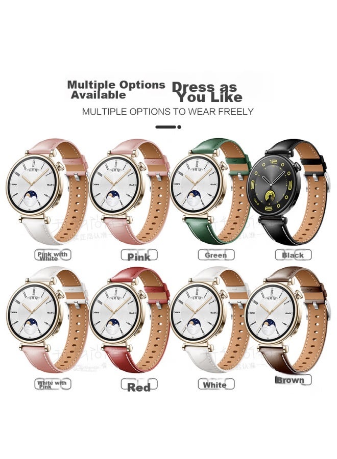 Watchbond Leather Strap Compatible With Huawei Watch Gt5, Gt4 Women's 41mm Official Style, Gt5 Pro, Smart Sports Watch Gt5/4 Generation 18mm Women's Fashion - Image 3