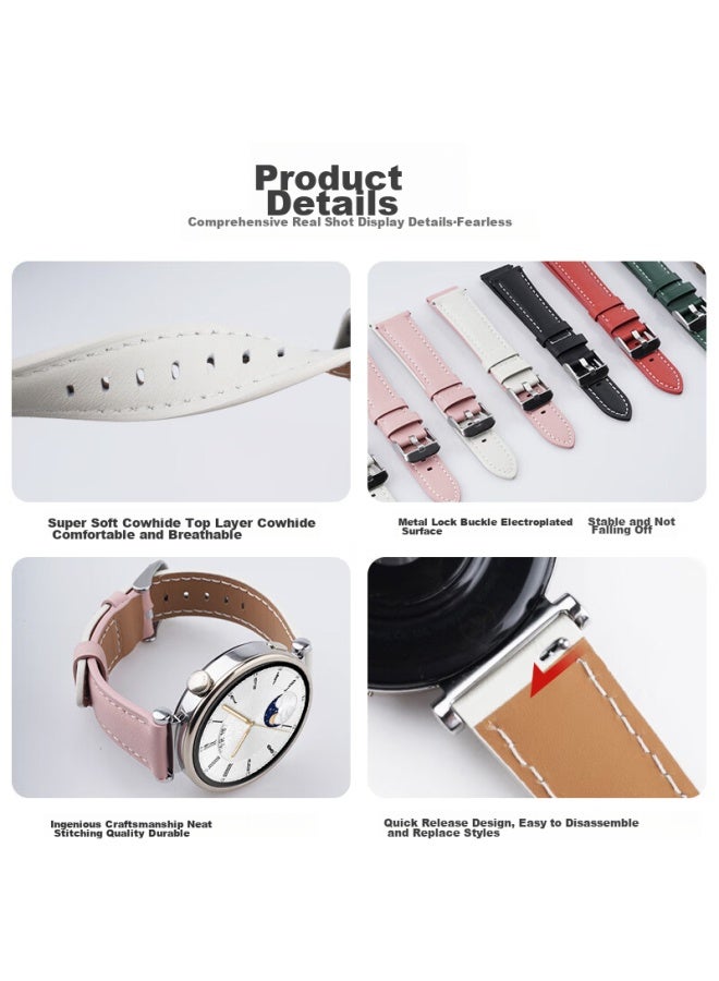 Watchbond Leather Strap Compatible With Huawei Watch Gt5, Gt4 Women's 41mm Official Style, Gt5 Pro, Smart Sports Watch Gt5/4 Generation 18mm Women's Fashion - Image 4