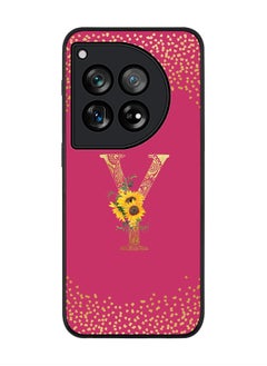 Rugged Black edge case for OnePlus 12R / OnePlus Ace 3 5G,Slim fit Cover Custom Monogram Initial Letter Floral Pattern Alphabet - Y (Deep Pink Rose)