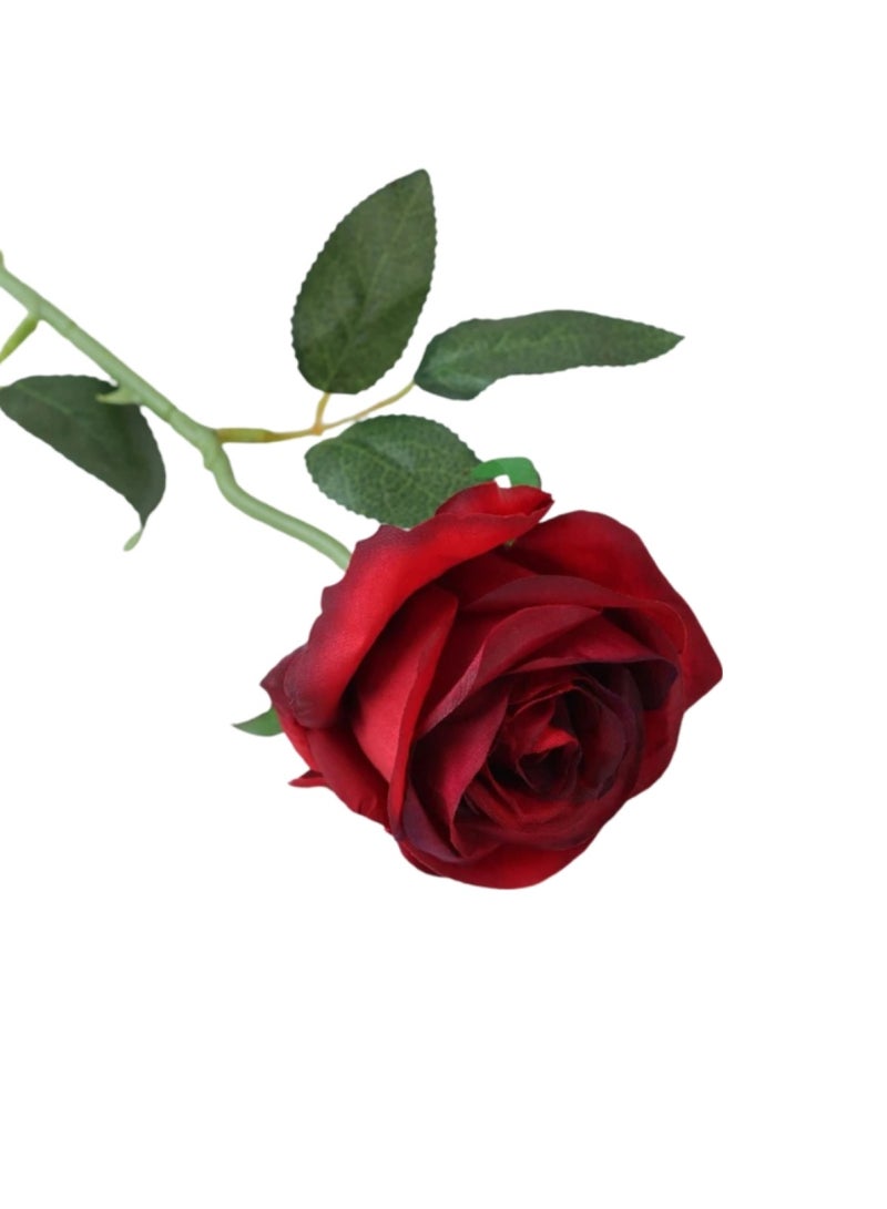 Huitich Pack Of 2 Silk Single Rose Lifelike Artificial Floral Beauty Claret - Image 1