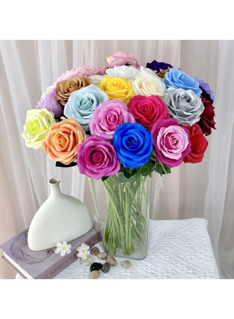 Huitich Pack Of 2 Silk Single Rose Lifelike Artificial Floral Beauty Claret - Image 2