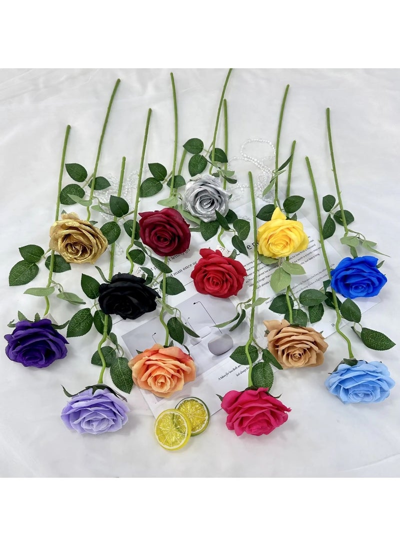 Huitich Pack Of 2 Silk Single Rose Lifelike Artificial Floral Beauty Claret - Image 3