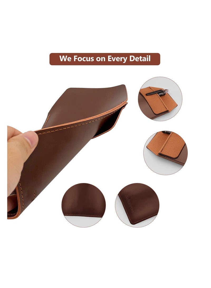 SYOSI Pocket Protector, 2 Pieces PU Leather Pocket Pen Holder Organizer,  Pouch for Shirts Lab Coats Pants Pen Sleeve MultiPurpose Pen Pocket Holds Pens Pointers Pencils and Notes Card (Brown, Black) - Image 3