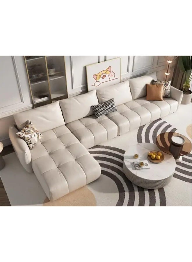 Comfynest Modern L-Shaped Faux Leather Italian Sofa - Ultimate Comfort for Your Living Room (White, Right Bed)  - Image 1