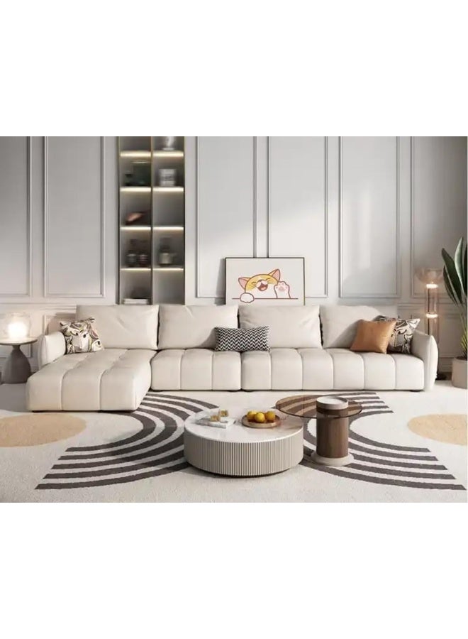 Comfynest Modern L-Shaped Faux Leather Italian Sofa - Ultimate Comfort for Your Living Room (White, Right Bed)  - Image 3