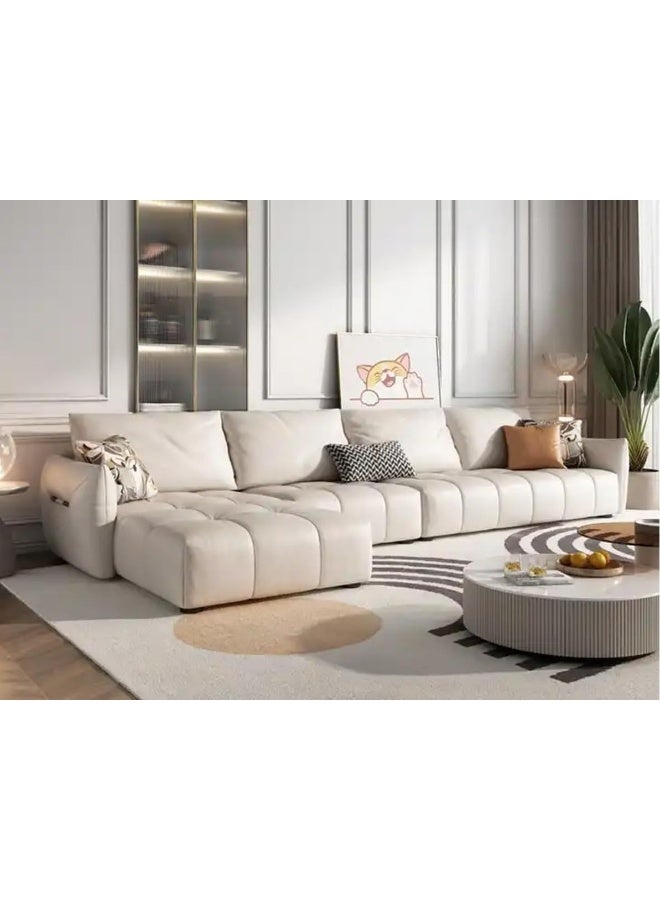 Comfynest Modern L-Shaped Faux Leather Italian Sofa - Ultimate Comfort for Your Living Room (White, Right Bed)  - Image 2
