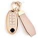 AMZAUTO Amazauto Soft TPU Leather Key Fob Cover Compatible with Nissan Altima Maxima Rogue Armada Pathfinder etc Car Key Protector with Keychain Beige 5 Buttons - Image 2