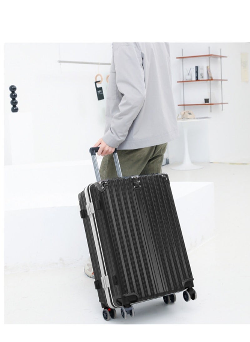 20 Inch Travel Luggage Carry On Luggage with 360° Spinner Wheels, Aluminum Framed Carry On Suitcase with USB Charging Port Fashion Trolley Luggage (Black)  - Image 1
