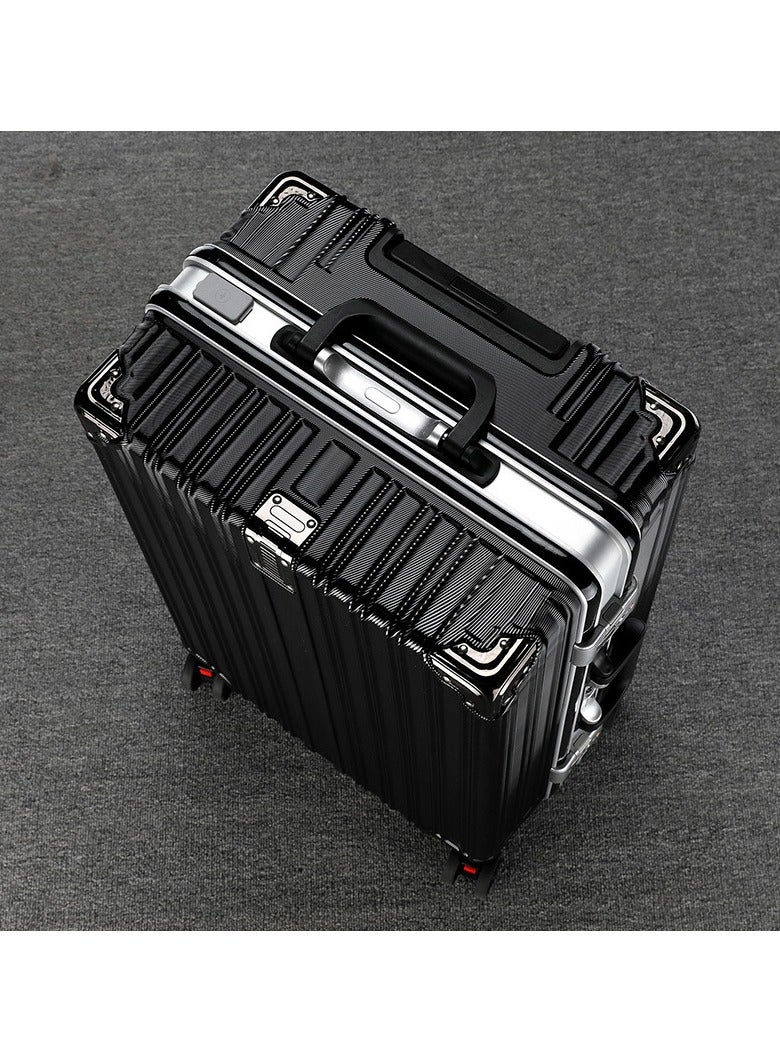 20 Inch Travel Luggage Carry On Luggage with 360° Spinner Wheels, Aluminum Framed Carry On Suitcase with USB Charging Port Fashion Trolley Luggage (Black)  - Image 2