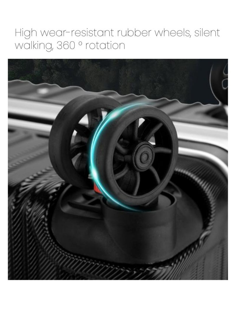 20 Inch Travel Luggage Carry On Luggage with 360° Spinner Wheels, Aluminum Framed Carry On Suitcase with USB Charging Port Fashion Trolley Luggage (Black)  - Image 3