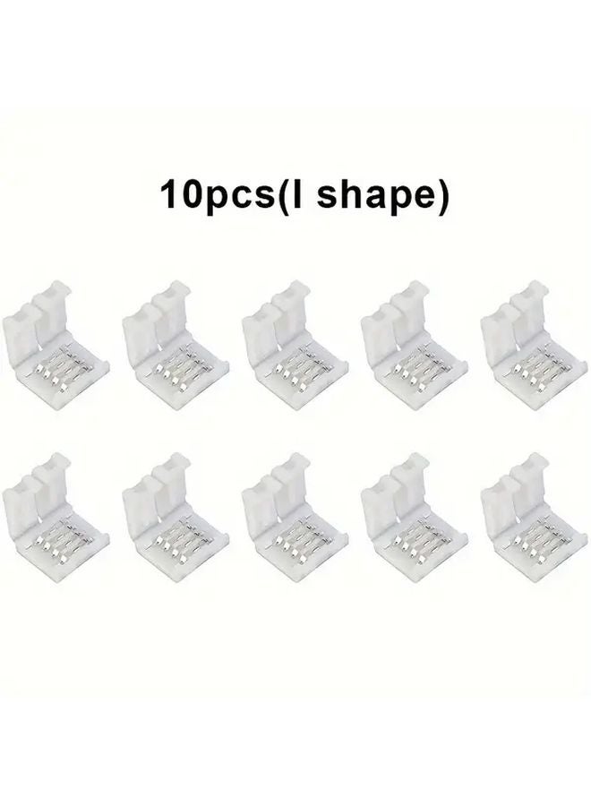 10pcs I Shape RGB LED Strip Connector 4 Pin Adapter For 10mm SMD 5050 Color Tape - Image 1