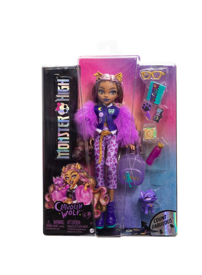 MONSTER HIGH دمية الموضة كلويدين وولف من مونستر هاي مع حيوانها الأليف كونت فابولوس - Image 1