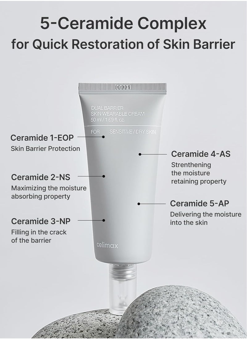 celimax Dual Barrier Skin Wearable Cream | Long Lasting Cream Face Moisturizer With Ceramides, Hyaluronic Acid, Moisturizing, Hydrating, Soothing, Repairing, Day & Night Cream, 50Ml  - Image 4