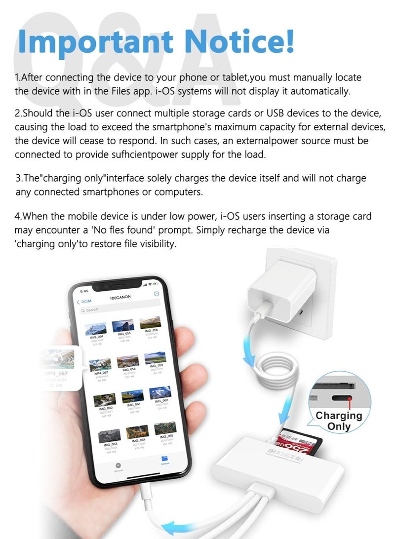 SD Card Reader 5-in-1 Memory Card Reader USB OTG Adapter & SD Card Reader for i-Phone/i-Pad, USB C and USB A Devices - Image 5