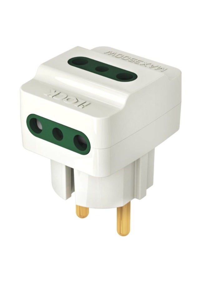 iLOCK - High Quality 3-Way Wall Outlet Adapter-3500W-16A-250V-White - Image 1