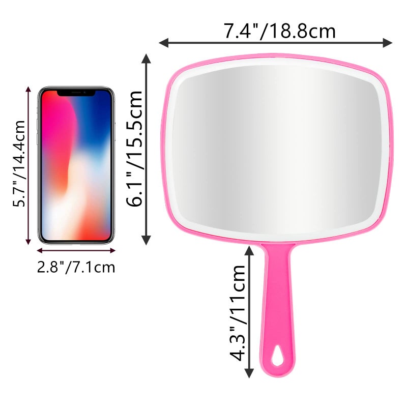 Dvhok Handheld Mirror  Portable Hand Mirror With Hanging Hole In Handle  Pink 7.4"" W X 10.4"" L - Image 2