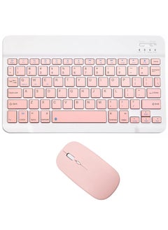 Rechargeable Bluetooth Keyboard and Mouse Combo Ultra-Slim Portable Compact Wireless Mouse Keyboard Set for Android Windows Tablet Cell Phone iPhone iPad Pro Air Mini, iPad OS/iOS (Pink)