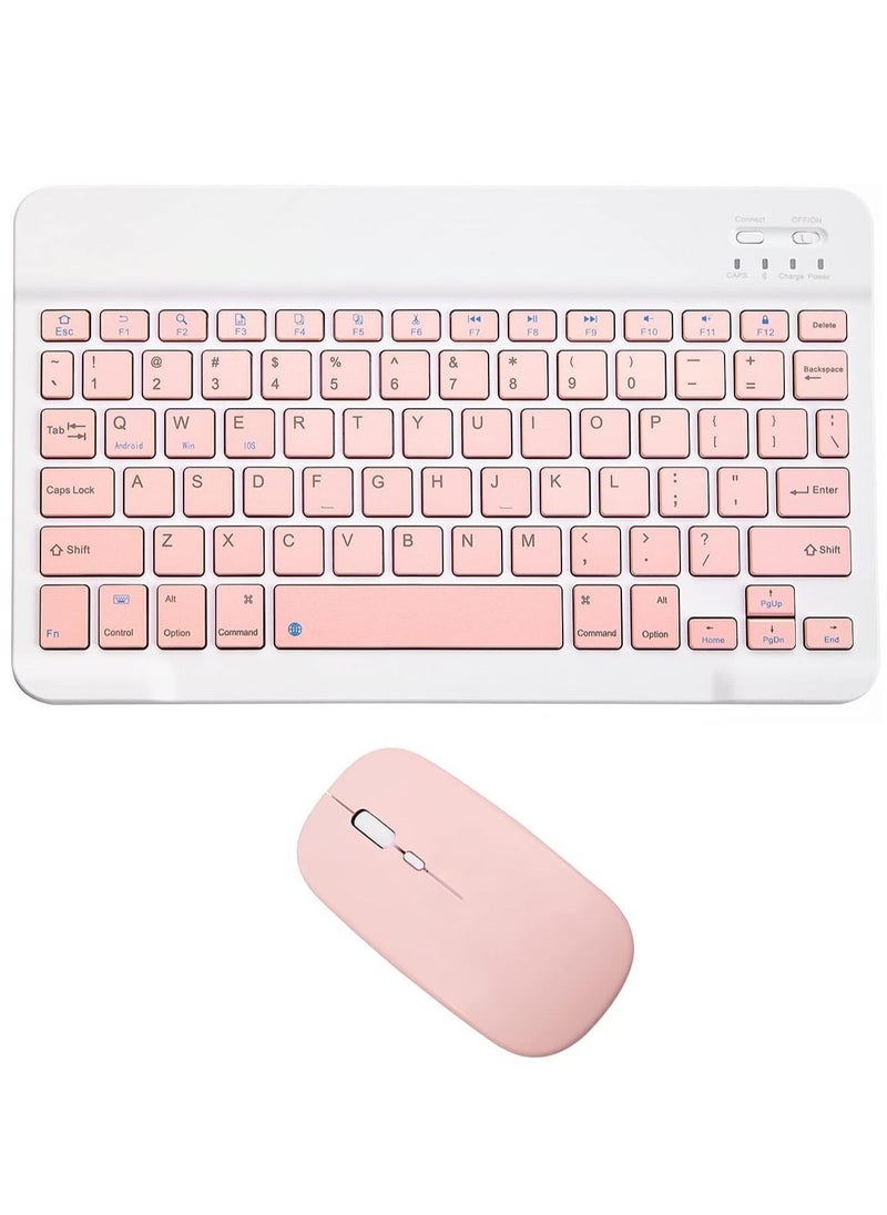 ELTRAZONE - Rechargeable Bluetooth Keyboard and Mouse Combo Ultra-Slim Portable Compact Wireless Mouse Keyboard Set for Android Windows Tablet Cell Phone iPhone iPad Pro Air Mini, iPad OS/iOS (Pink) - Image 1