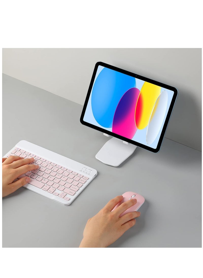 ELTRAZONE - Rechargeable Bluetooth Keyboard and Mouse Combo Ultra-Slim Portable Compact Wireless Mouse Keyboard Set for Android Windows Tablet Cell Phone iPhone iPad Pro Air Mini, iPad OS/iOS (Pink) - Image 1