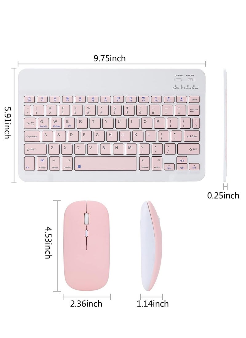 ELTRAZONE - Rechargeable Bluetooth Keyboard and Mouse Combo Ultra-Slim Portable Compact Wireless Mouse Keyboard Set for Android Windows Tablet Cell Phone iPhone iPad Pro Air Mini, iPad OS/iOS (Pink) - Image 1