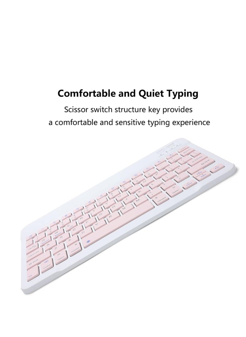 ELTRAZONE - Rechargeable Bluetooth Keyboard and Mouse Combo Ultra-Slim Portable Compact Wireless Mouse Keyboard Set for Android Windows Tablet Cell Phone iPhone iPad Pro Air Mini, iPad OS/iOS (Pink) - Image 1