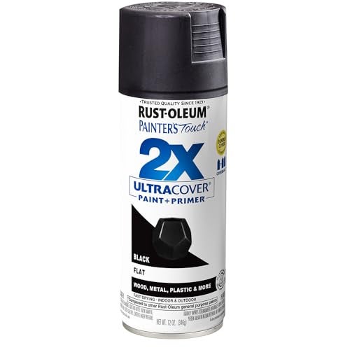 Rust-Oleum 334020 Painter's Touch 2X Ultra Cover Spray Paint, 12 oz, Flat Black - Image 1