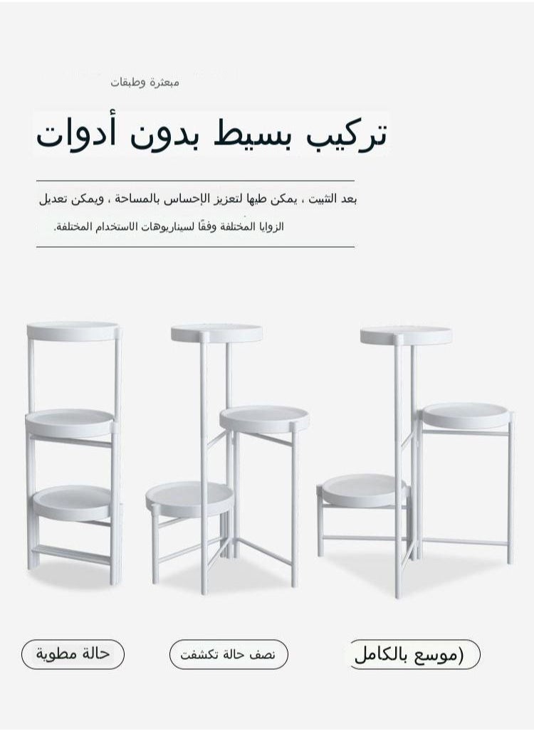 سي آند سي هوم حامل نباتات معدني مكون من 4 طبقات بقاعدة بلاستيكية ، عرض منظم أرفف للنباتات لشرفة الحديقة الداخلية باللون الأبيض  - Image 2