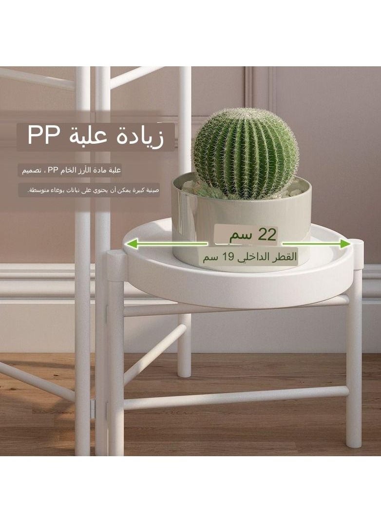 سي آند سي هوم حامل نباتات معدني مكون من 4 طبقات بقاعدة بلاستيكية ، عرض منظم أرفف للنباتات لشرفة الحديقة الداخلية باللون الأبيض  - Image 5