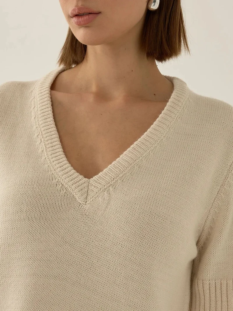 HICCUP V-Neck Short Sleeve Knit Sweater