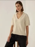 HICCUP V-Neck Short Sleeve Knit Sweater