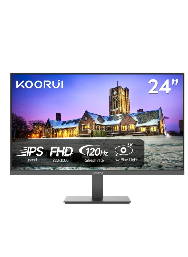 KOORUI KOORUI 24-inch Gaming Monitor IPS FHD (1920 x 1080P) 120Hz Refresh sRGB 99% Support Freesync Computer pc Monitors VESA Mount HDMI & VGA Ports E2411H  - Image 1