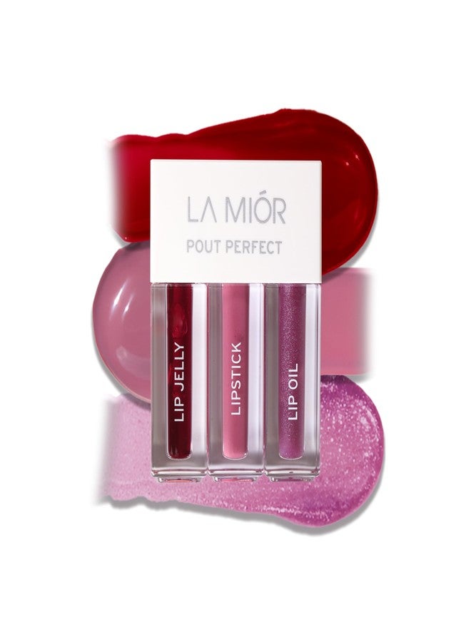 Lamior Pout Perfect 3-in-1 Lip Kit | Lip Stain, Matte Liquid Lipstick & Glossy Lip Oil | Long-Lasting Hydrating Formula | Peptides, Ceramides & Noni for Soft, Smooth Lips | Ultimate Lip Care - Image 1