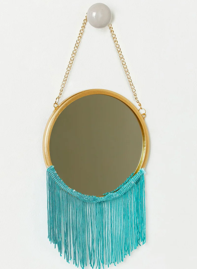 Noire Edit Round Hanging Macrame Mirror