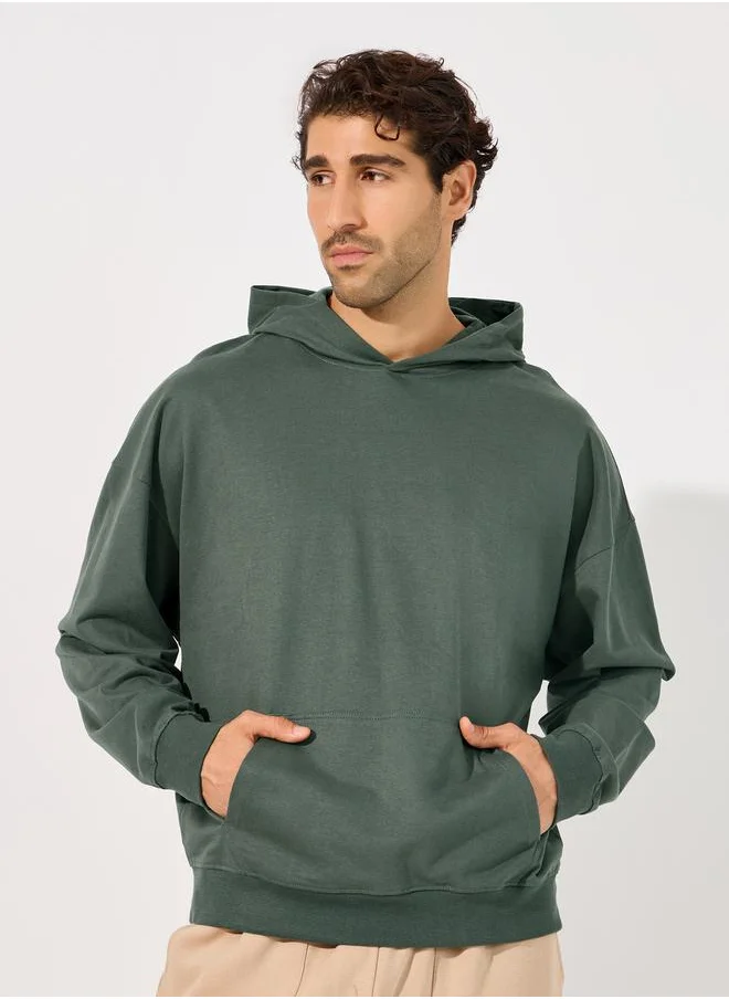 Styli Back Slogan Print Terry Oversized Hoodie