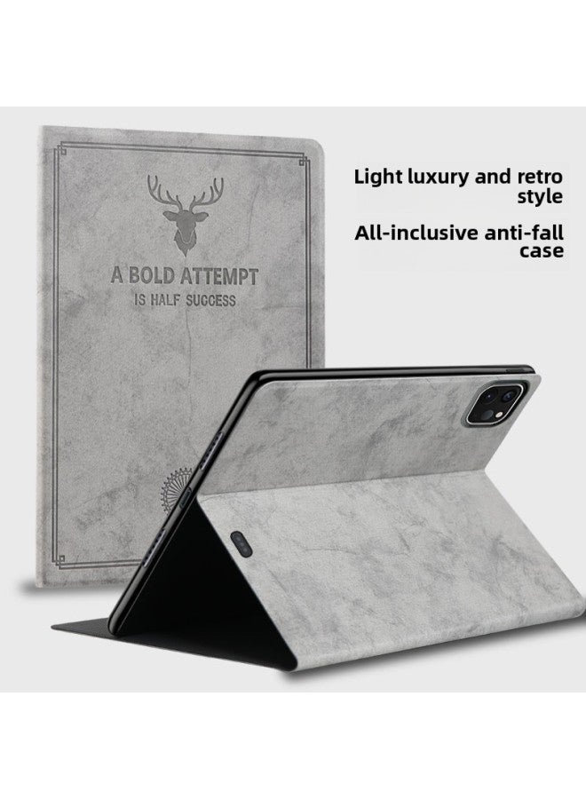 For The For Huawei Glory 5 Tablet 8 Computer M6 Protective Cover 5 Inch Tpu To Figure M38.4 Silicone Leather Case-Color:Grey Transporter Deer Flat Leather Case-Applicable Model:For Huawei M6 High Energy Edition 8.4" - Image 1