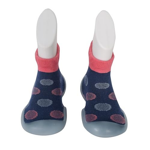 Infantso Polka Dot Anti-Skid Cotton Baby Socks Shoes with Lightweight Soft Sole for New Born 0-2 Years, Ankle Socks for Infants Shower Gifts, Walking Baby Sneakers 18-24 M - Image 1
