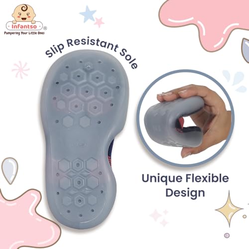 Infantso Polka Dot Anti-Skid Cotton Baby Socks Shoes with Lightweight Soft Sole for New Born 0-2 Years, Ankle Socks for Infants Shower Gifts, Walking Baby Sneakers 18-24 M - Image 4