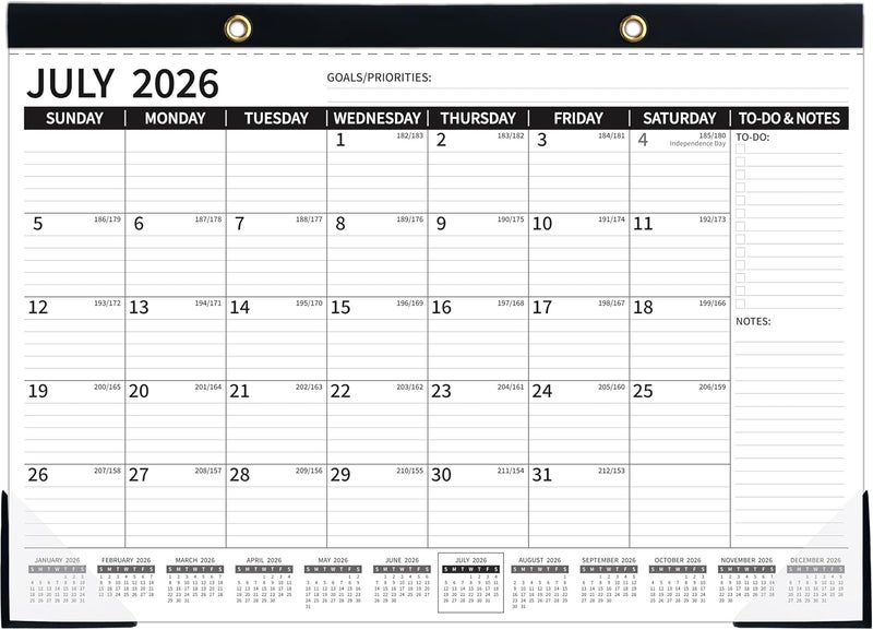 تقويم مكتبي 2026-2027، متوسط، أسود - Image 1