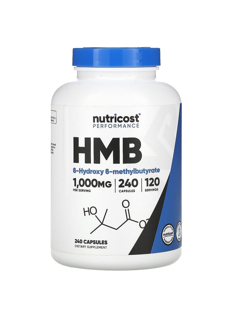 HMB, B-Hydroxy-B-methylbutyrate, 240 Capsules (500 mg per Capsule)