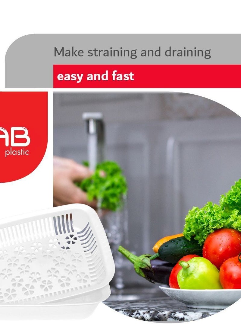 GAB Plastic GAB Plastic, Rectangular Colander, Kitchen Drain Colander, Food Strainer, Kitchen and Cooking Accessory,  Cleaning, Washing and Draining Fruits and Vegetables, Made from BPA-free Plastic  - Image 4