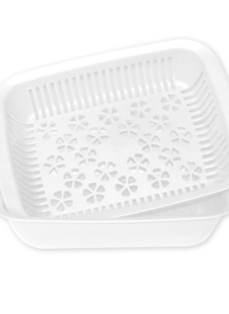 GAB Plastic GAB Plastic, Rectangular Colander, Kitchen Drain Colander, Food Strainer, Kitchen and Cooking Accessory,  Cleaning, Washing and Draining Fruits and Vegetables, Made from BPA-free Plastic  - Image 1