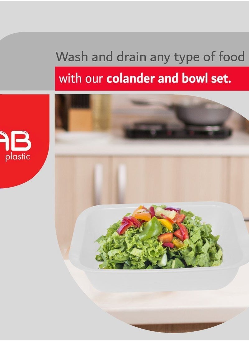 GAB Plastic GAB Plastic, Rectangular Colander, Kitchen Drain Colander, Food Strainer, Kitchen and Cooking Accessory,  Cleaning, Washing and Draining Fruits and Vegetables, Made from BPA-free Plastic  - Image 2