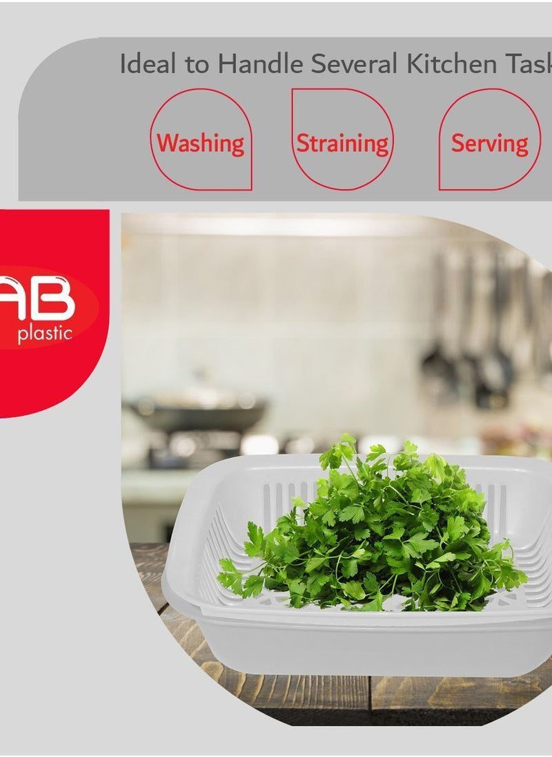 GAB Plastic GAB Plastic, Rectangular Colander, Kitchen Drain Colander, Food Strainer, Kitchen and Cooking Accessory,  Cleaning, Washing and Draining Fruits and Vegetables, Made from BPA-free Plastic  - Image 5